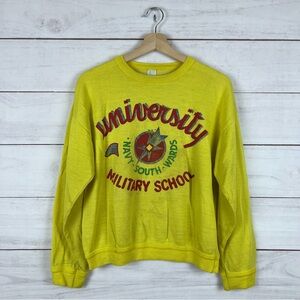 Vintage Navy Military School Pullover Sweatshirt Small